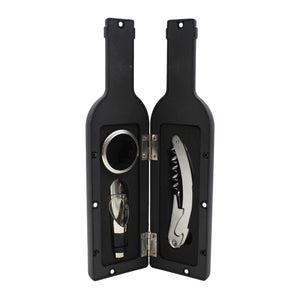 Black FPF Wine Tools Set, Drip Ring, Wine Pourer and Aerator, Bottle Opener