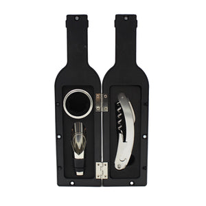 Black FPF Wine Tools Set, Drip Ring, Wine Pourer and Aerator, Bottle Opener