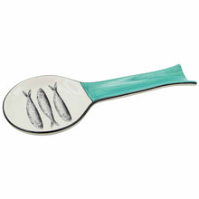 Load image into Gallery viewer, Portuguese Ceramic Spoon Rest with Sardine Design - Green Handle
