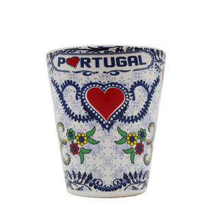 Traditional Portuguese Good Luck Rooster Ceramic Shot Glasses, Set of 4