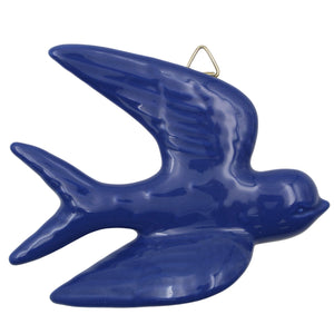 Set of 2 Hand-Painted Ceramic Swallows – Blue, Wall Decor, Made in Portugal