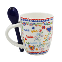 Load image into Gallery viewer, Traditional Portugal Viana Heart Ceramic Espresso Cup with Stirring Spoon and Gift Box
