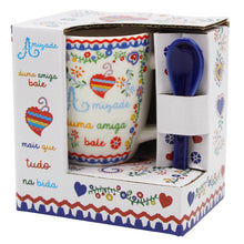 Load image into Gallery viewer, Traditional Portugal Viana Heart Ceramic Espresso Cup with Stirring Spoon and Gift Box
