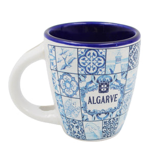 Algarve Blue Azulejo Pattern Ceramic Espresso Cup with Integrated Spoon