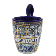 Load image into Gallery viewer, Portuguese Rooster Sardine Azulejo Patterned Ceramic Espresso Set with Stirring Spoon and Gift Box
