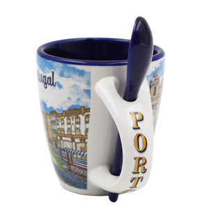 Porto Portugal Cityscape Ceramic Espresso Cup Set - 4oz Espresso Cup with Spoon & Gift Box