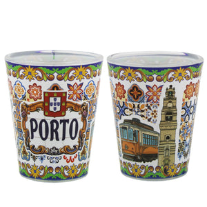 Traditional Porto Portugal Tile Azulejo Shot Glasses, Set of 2