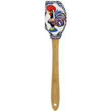 Load image into Gallery viewer, Portuguese Azulejo Silicone Baking Spatula with Rooster Design &amp; Wooden Handle
