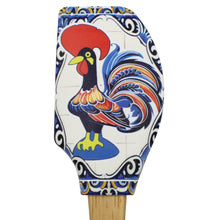 Load image into Gallery viewer, Portuguese Azulejo Silicone Baking Spatula with Rooster Design &amp; Wooden Handle
