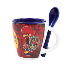 Load image into Gallery viewer, Portuguese Armillary Sphere &amp; Rooster - Ceramic Espresso Cup with Spoon Set
