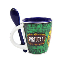 Load image into Gallery viewer, Portuguese Armillary Sphere &amp; Rooster - Ceramic Espresso Cup with Spoon Set
