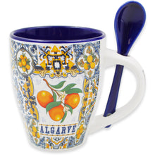 Load image into Gallery viewer, Algarve Colorful Azulejo Pattern Ceramic Mug with Integrated Spoon
