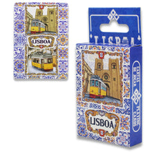 Load image into Gallery viewer, Lisboa Playing Cards with Azulejo Tile and Yellow Tram Design
