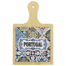 Load image into Gallery viewer, Portugal Decorative Wooden Serving Tray with Ceramic Tile Center and Handle
