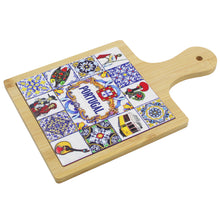 Load image into Gallery viewer, Portugal Icons and Azulejo Design Wood Serving Tray with Handle
