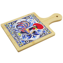 Load image into Gallery viewer, Portuguese Rooster Design Wooden Serving Tray with Ceramic Tile Center
