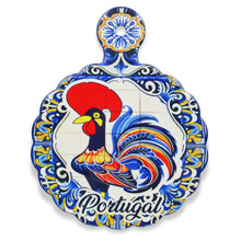 Load image into Gallery viewer, Portuguese Ceramic Decorative Serving Tray with Rooster &amp; Azulejo Design
