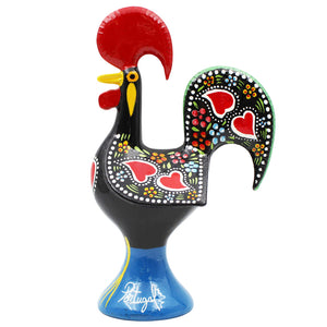 Traditional Portuguese Aluminum Black Good Luck Rooster Galo de Barcelos