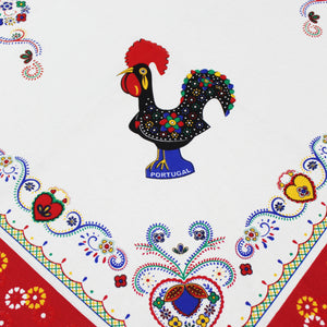 100% Cotton Portuguese Galo de Barcelos Red Made in Portugal Tablecloth