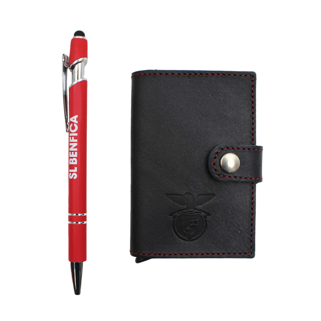 Sport Lisboa e Benfica SLB Leather Card Holder and Pen Set