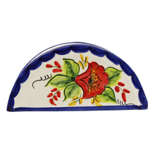 Load image into Gallery viewer, Hand-Painted Portuguese Pottery Clay Terracotta Colored Napkin Holder
