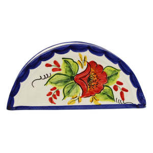 Hand-Painted Portuguese Pottery Clay Terracotta Colored Napkin Holder