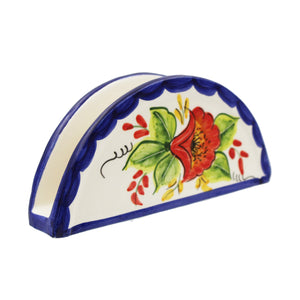 Hand-Painted Portuguese Pottery Clay Terracotta Colored Napkin Holder