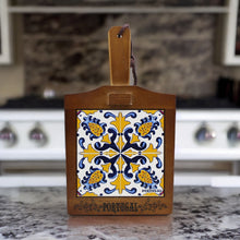 Load image into Gallery viewer, Traditional Portuguese Ceramic Tile Wooden Cheese Cutting Board
