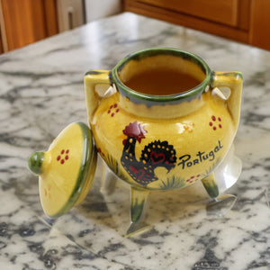 Hand-Painted Traditional Ceramic Decorative Rooster Cauldron with Lid