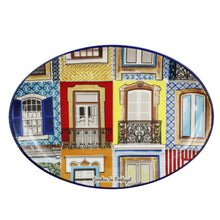 Load image into Gallery viewer, Traditional Portuguese Windows Decorative Ceramic Oval Platter
