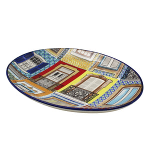 Traditional Portuguese Windows Decorative Ceramic Oval Platter