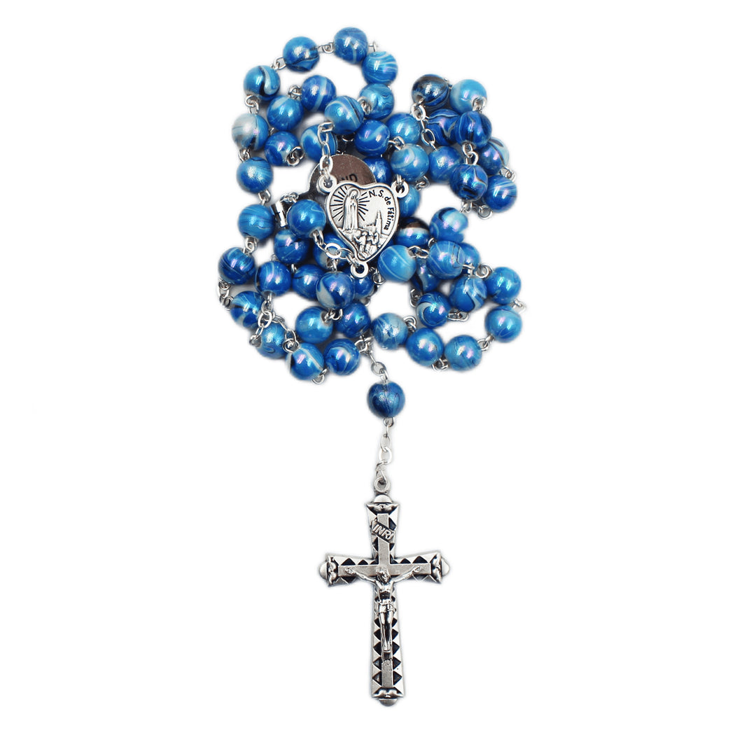 Our Lady of Fatima Made in Portugal Aqua Marble Rosary