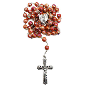 Our Lady of Fatima Made in Portugal Orange Marble Rosary