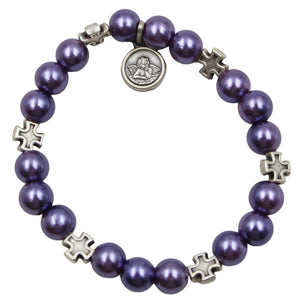 Our Lady of Fatima Purple Beads Religious Stretch Bracelet