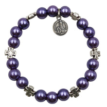 Load image into Gallery viewer, Our Lady of Fatima Purple Beads Religious Stretch Bracelet
