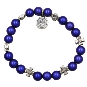 Our Lady of Fatima Blue Beads Religious Stretch Bracelet