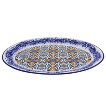 Load image into Gallery viewer, Traditional Blue and Orange Tile Azulejo Floral Ceramic Oval Platter
