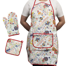 Load image into Gallery viewer, 100% Cotton Kitchen Apron, Oven Mitt and Pot Holder Set - Various Colors
