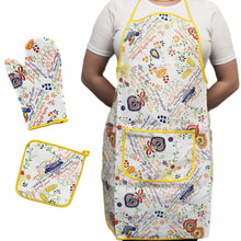 Load image into Gallery viewer, 100% Cotton Kitchen Apron, Oven Mitt and Pot Holder Set - Various Colors
