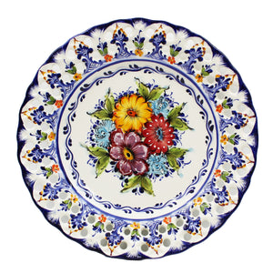 Hand-Painted Traditional Portuguese Ceramic Floral Decorative Plate, Hanging Plate