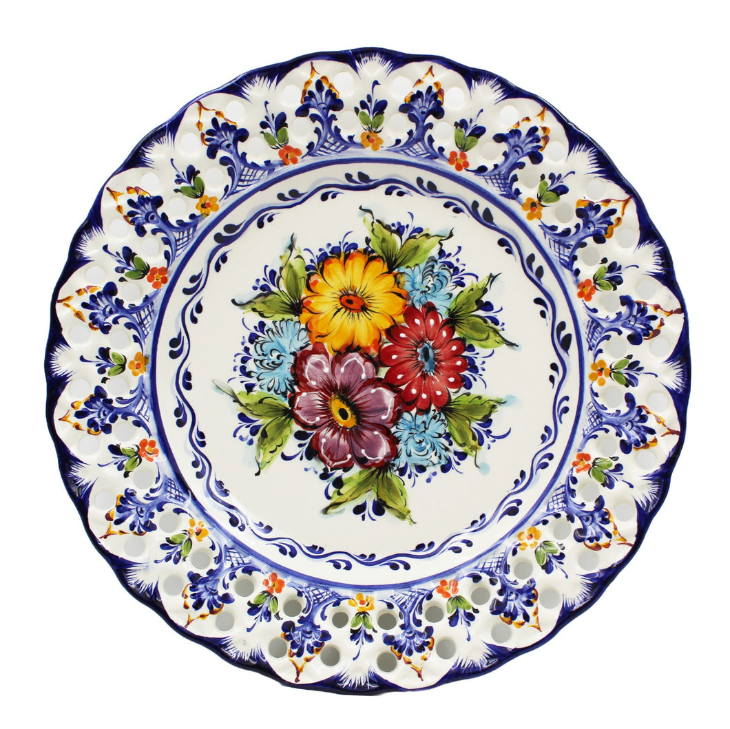 Hand-Painted Traditional Portuguese Ceramic Floral Decorative Plate, Hanging Plate