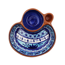 Load image into Gallery viewer, Hand-painted Portuguese Pottery Clay Terracotta Blue Stiped Olive Dish
