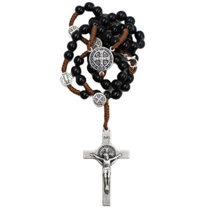 Saint Benedict Made in Portugal Black Bead Rosary