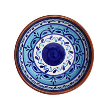 Load image into Gallery viewer, Hand-Painted Portuguese Pottery Clay Terracotta Blue Striped Small Low Bowl Set
