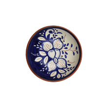 Load image into Gallery viewer, Hand-Painted Portuguese Pottery Clay Terracotta Blue Floral Snack Bowl Set
