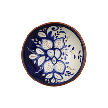 Load image into Gallery viewer, Hand-Painted Portuguese Pottery Clay Terracotta Blue Floral Snack Bowl Set
