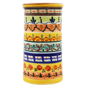 Hand-Painted Portuguese Pottery Clay Terracotta Utensil Holder