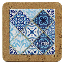 Load image into Gallery viewer, Portugal Tile Azulejo Themed Blue and White Cork Trivet
