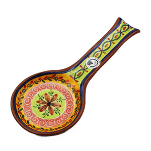 Hand-painted Portuguese Pottery Clay Terracotta Spoon Rest