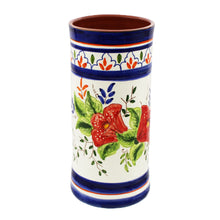 Load image into Gallery viewer, Hand-painted Portuguese Clay Terracotta Floral Wine Bottle Holder
